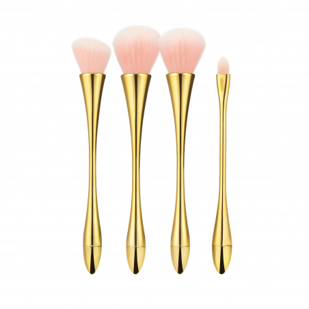 MIMO Set Pennelli Makeup Viso 4 Pezzi, Marrone - 1 MIMO Set Pennelli Makeup Viso 4 Pezzi, Marrone - 1