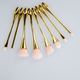 MIMO Set di 8 pennelli setole rosa con manico e ghiera oro