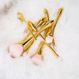 MIMO Set di 8 pennelli setole rosa con manico e ghiera oro