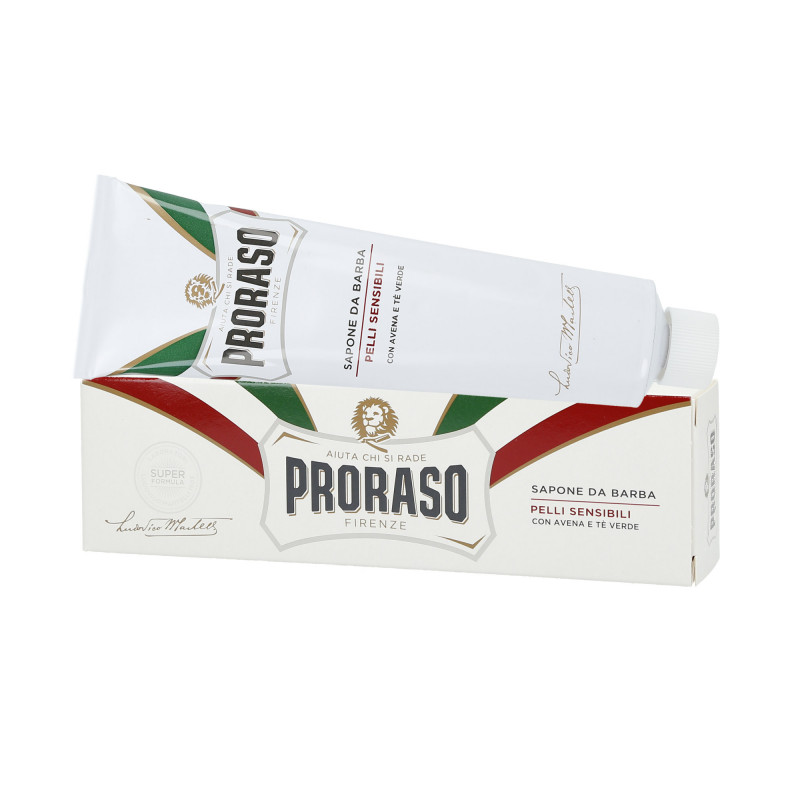 PRORASO WHITE Beroligende barbersæbe i 150 ml tube