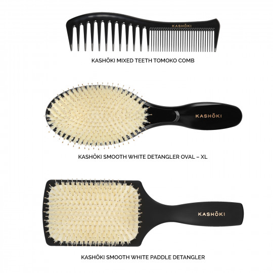 Kashōki Hasu Set de Coiffure: 1 x Brosse Démêlante, 1 x Brosse Ronde, 1 x Peigne