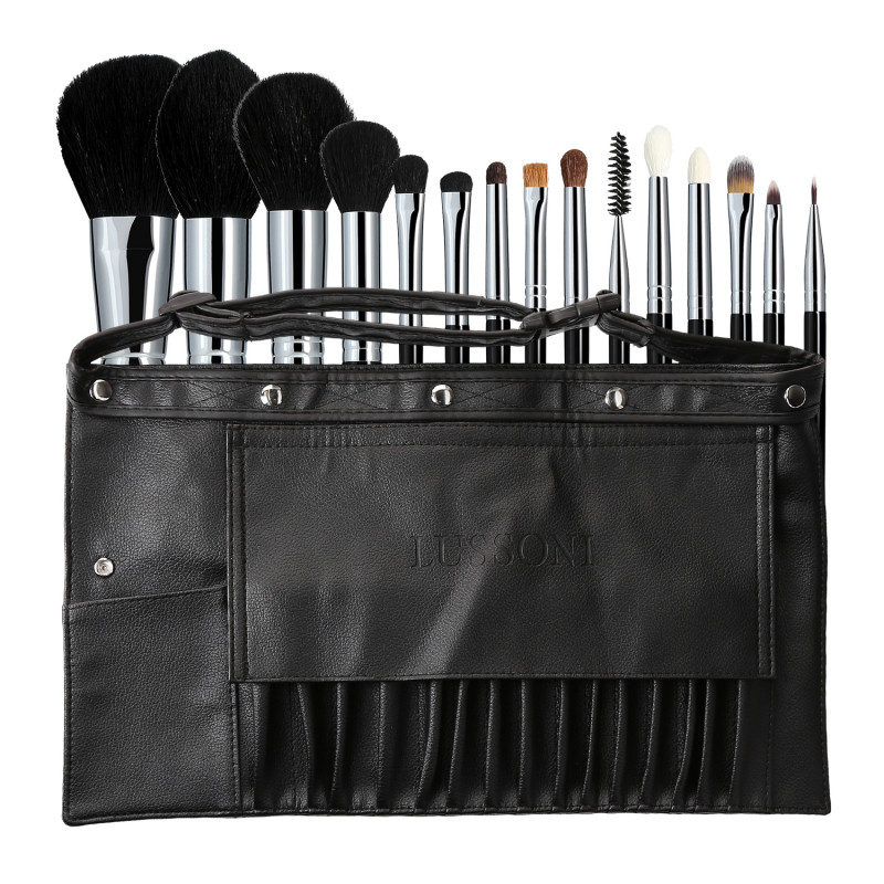 LUSSONI Master Kit 16-delt Sæt med professionelle makeup børster med en makeup strip