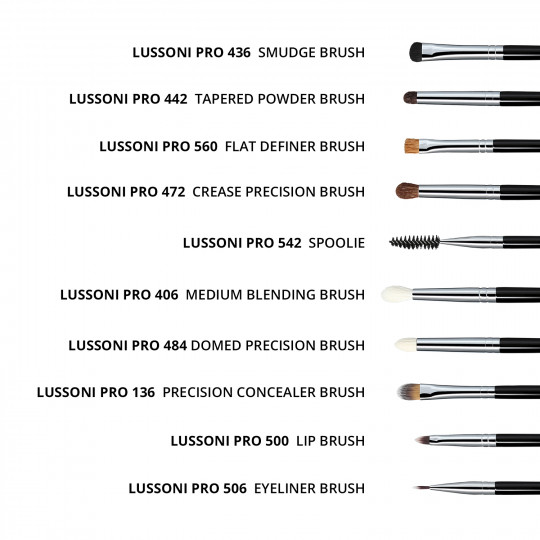 Lussoni Master Kit Set di Pennelli Trucco Professionale con Cintura 16 pezzi