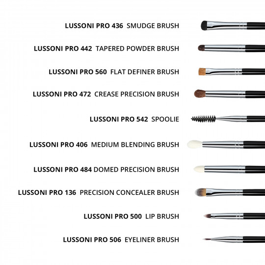 LUSSONI Master Kit 16-osainen sarja ammattimaisia meikkisiveltimiä meikkinauhalla