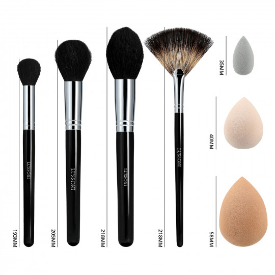 LUSSONI Classy Girl 5-delt sæt professionelle makeup børster og svampe