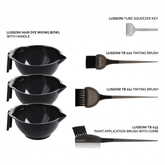 LUSSONI Комплект аксесоари за боядисване на коса от 6 части