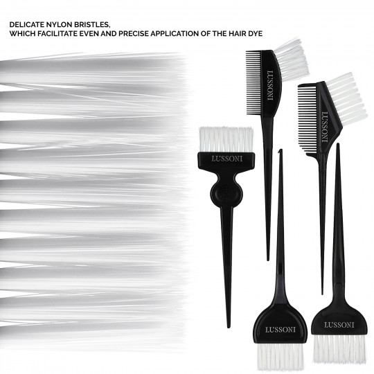 LUSSONI 10 Pcs Hair Coloring Kit: Hair Dyeing Bowls, Tinting Brushes, Hair Dividers, Tube Squeezer