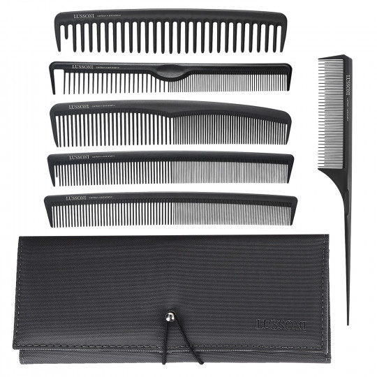 LUSSONI 7 Piece Professional Comb Set With Case