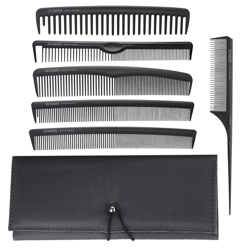 LUSSONI 7 Pcs Professional Comb Set With Case