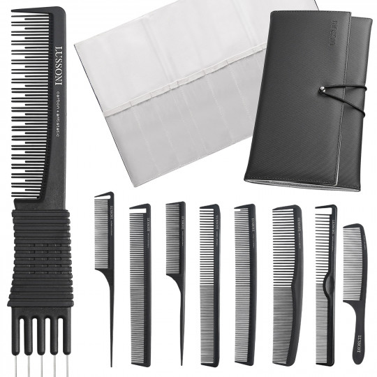 LUSSONI 10 Piece Professional Comb Set With Case