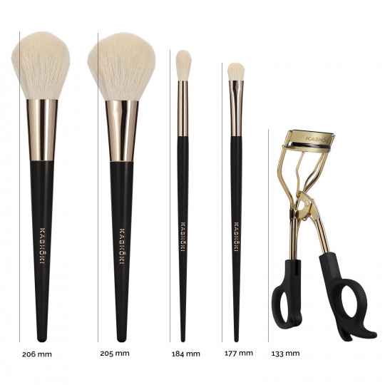 Kashōki Oniyuri 5 Pcs Makeup Brush Set With Eyelash Curler