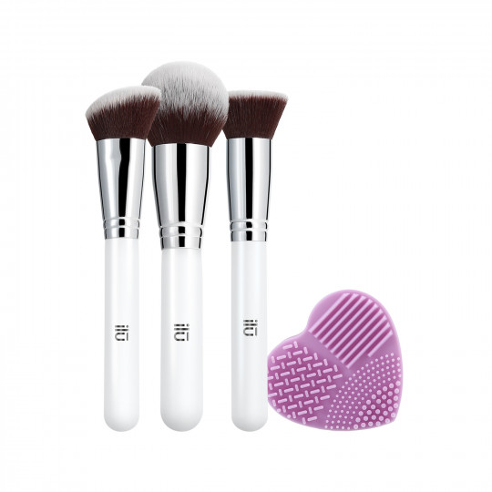 T4B ILŪ Must Have – 4-delt sæt makeup-børster med rensemiddel