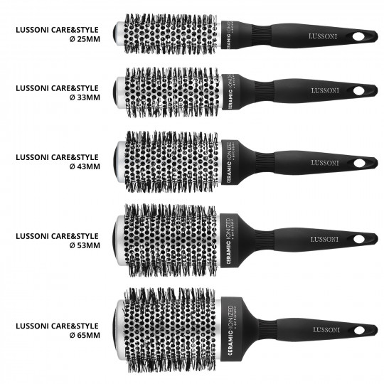 Lussoni Care&Style Set de Brosse Ronde à Cheveux Professionnelle 5 Pcs