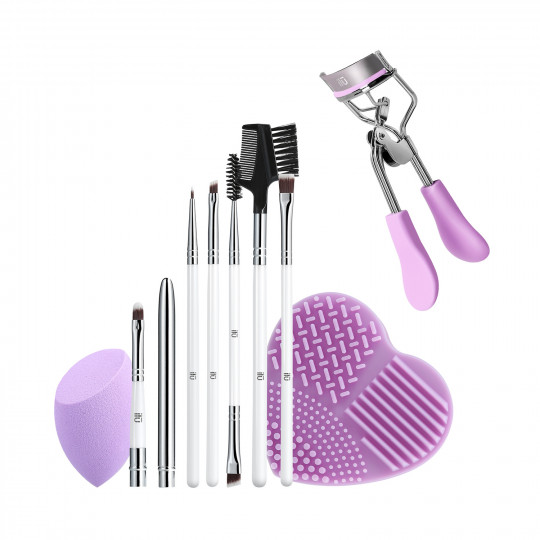 ilū Conjunto de pincéis de maquiagem para rosto e olhos "Purple Pick-up Line"