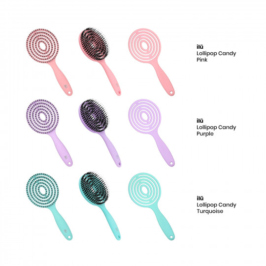 T4B ILŪ Lollipop Candy Set de 3 Brosses à Cheveux