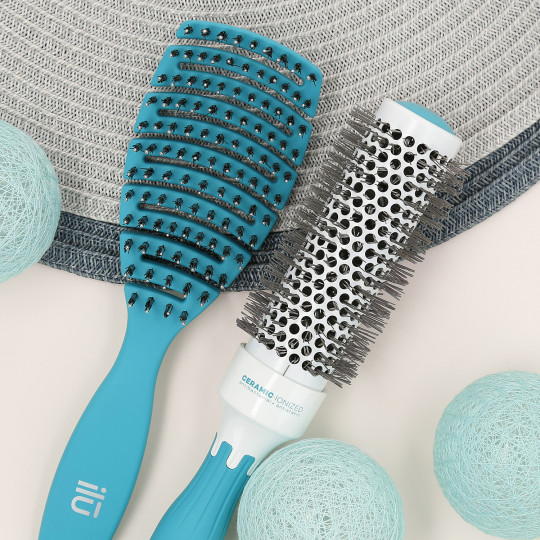 T4B ILŪ Set 2 Pcs Brosses à Cheveux Turquoise 1 Brosse Démêlante et 1 Brosse Coiffante