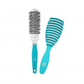 ilū Set di Spazzole professionali per Capelli Hair Brush per Acconciatura, Turchese, 2 pz