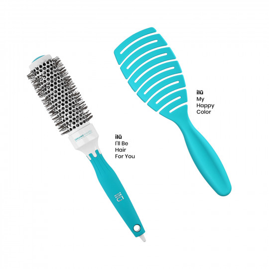 T4B ILŪ Set 2 Pcs Brosses à Cheveux Turquoise 1 Brosse Démêlante et 1 Brosse Coiffante