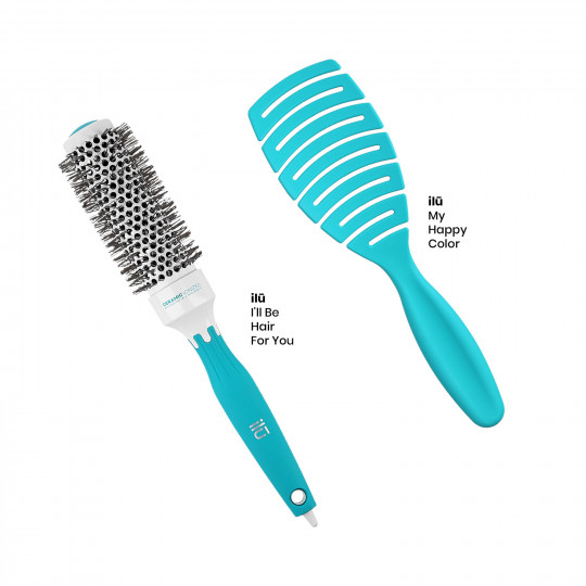 T4B ILŪ Sæt med 2 turkise børster: til styling og redning af hår