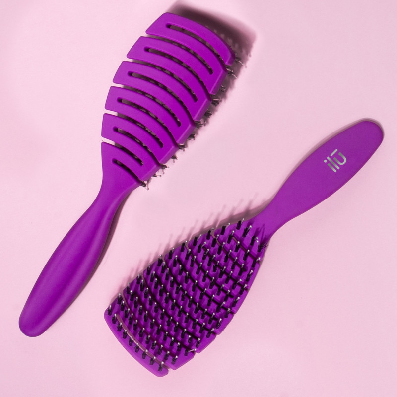 ILU 2 PCS PURPLE HAIRBRUSH SET