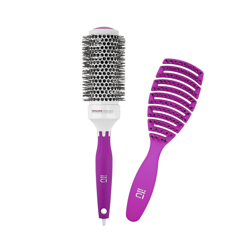 ILU 2 PCS PURPLE HAIRBRUSH SET