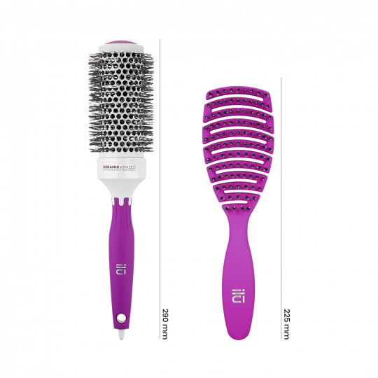 T4B ILŪ Sæt med 2 lilla børster: til styling og redning af hår