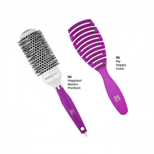 T4B ILŪ Set 2 Pcs Brosses Cheveux Violettes 1 Brosse Démêlante 1 Brosse Coiffante