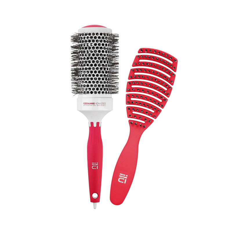 ILU 2 PCS RHODAMINE RED HAIRBRUSH SET