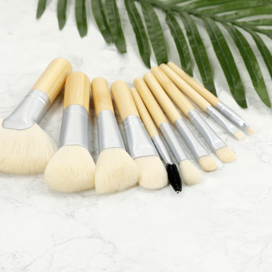 T4B MAKEUP BRUSH BAMBOO WHITE 10PCS SET