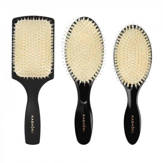 Kashōki da Tools For Beauty, conjunto de 3 escovas de cabelo com cerdas de javali branco