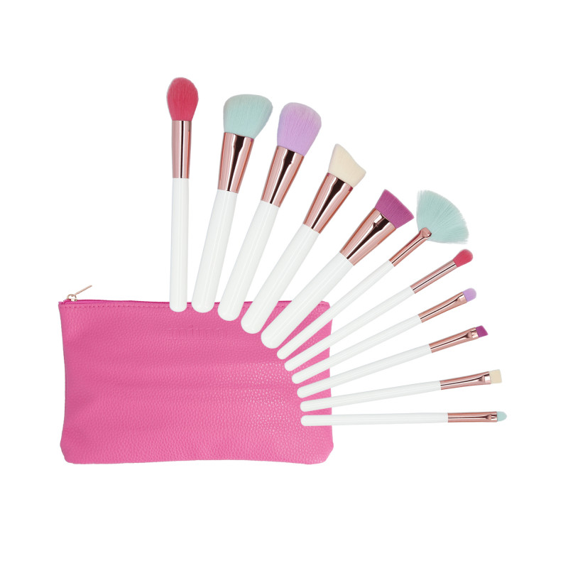 MIMO by Tools For Beauty, conjunto de 11 pincéis de maquiagem com bolsa de cosméticos, multicolorido