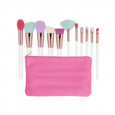 MIMO by Tools For Beauty, conjunto de 11 pincéis de maquiagem com bolsa de cosméticos, multicolorido