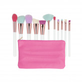 MIMO by Tools For Beauty, Set de 11 pinceaux à maquillage avec étui, Multicolore
