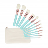 MIMO by Tools For Beauty, conjunto de 12 pincéis de maquiagem com bolsa de cosméticos, turquesa