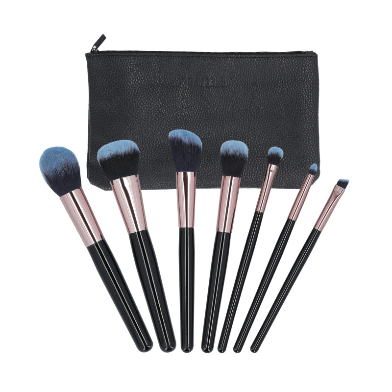 MIMO by Tools For Beauty, conjunto de 7 pincéis de maquiagem com bolsa de cosméticos, preto