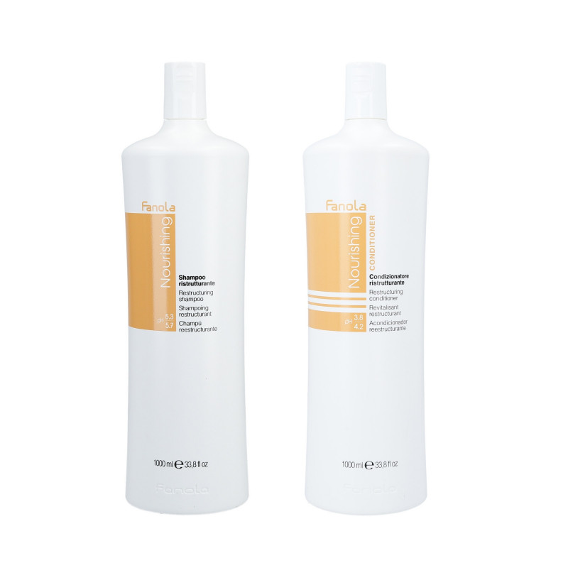 FANOLA NOURISHING Zestaw do włosów osłabionych szampon 1000ml+odżywka 1000ml