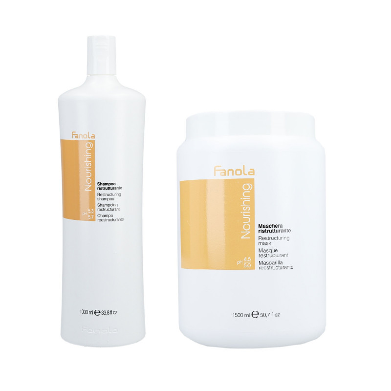 FANOLA NOURISHING Conjunto para cabelos enfraquecidos shampoo 1000ml + máscara 1500ml