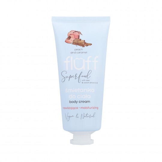 FLUFF Nawilżająca śmietanka do ciała o zapachu brzoskwini i karmelu 150ml