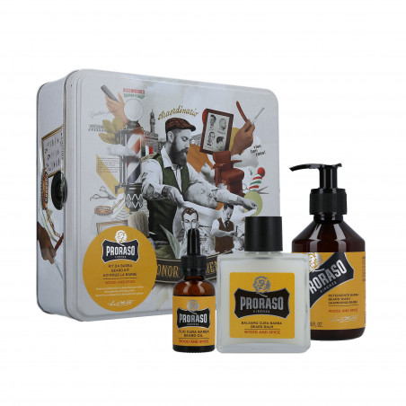 PRORASO SINGLE BLADE Wood And Spice Beard Set