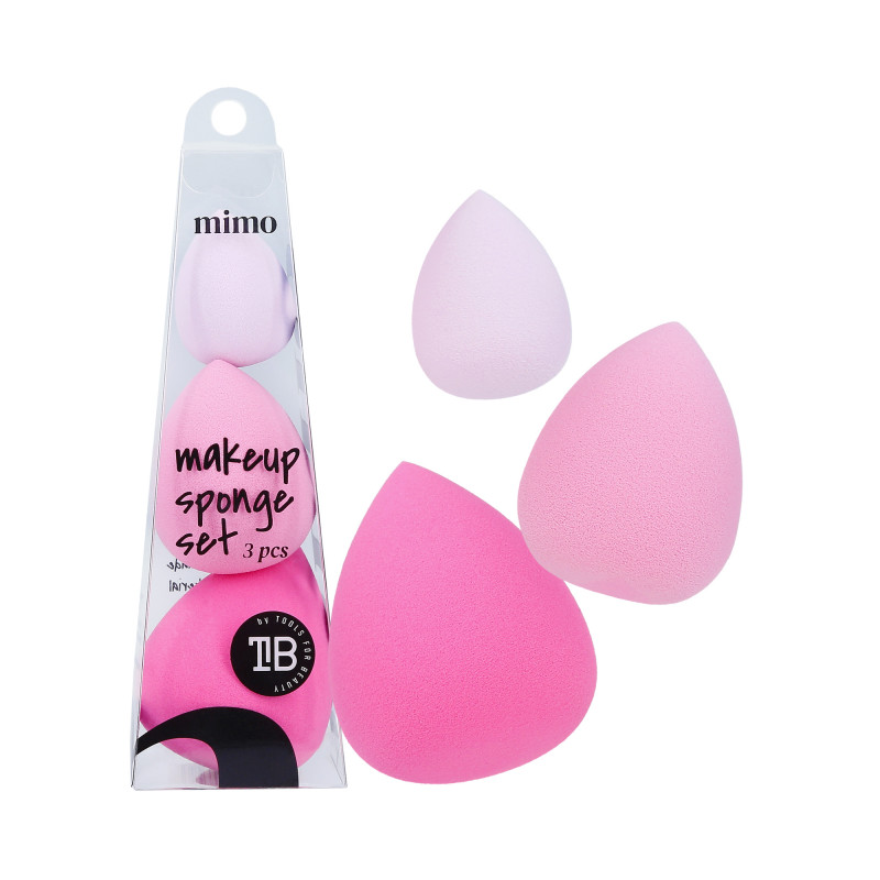 MIMO Set de esponjas de maquillaje, 3 uds, Tonos rosa