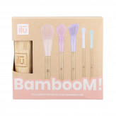ILŪ BambooM! Sæt med 5 makeup børster + bambus opbevaringsrør