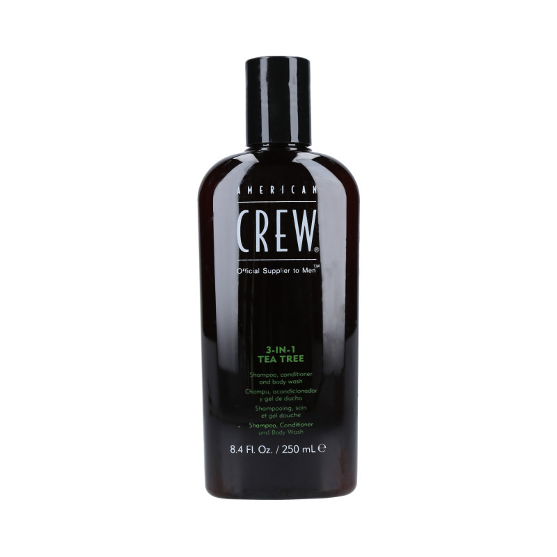 AMERICAN CREW Tea Tree Shampoo per capelli, balsamo e bagnoschiuma 3 in 1 250ml