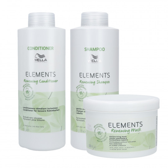 WELLA PROFESSIONALS ELEMENTS RENEWING Hiussetti shampoo 1000ml + hoitoaine 1000ml + naamio 500ml