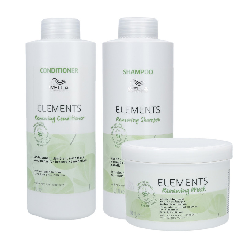 WELLA PROFESSIONALS ELEMENTS RENEWING Hårsæt shampoo 1000ml + balsam 1000ml + maske 500ml
