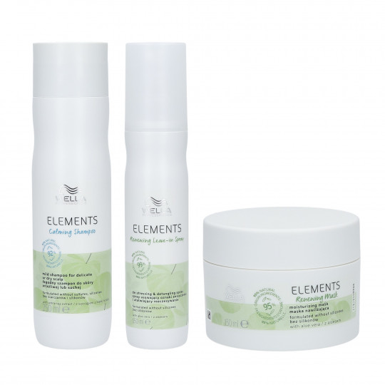 WELLA PROFESSIONALS ELEMENTS Set Shampoo lenitivo 250ml + Balsamo spray 150ml + Maschera idratante 150ml
