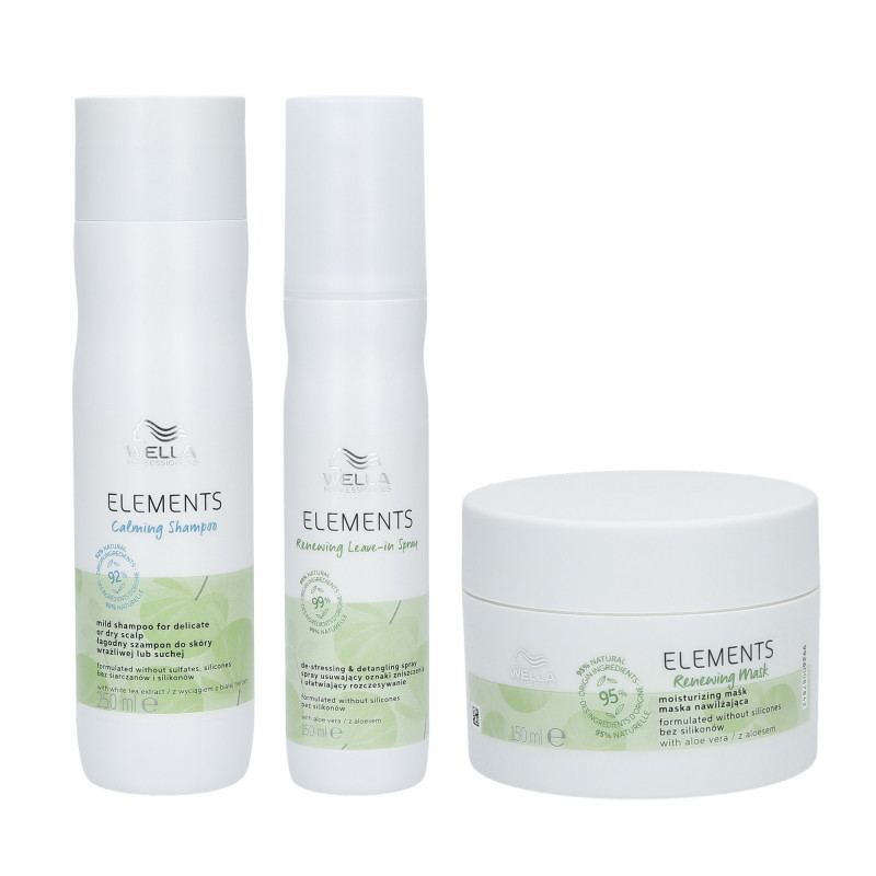 WELLA PROFESSIONALS ELEMENTS Set Beruhigendes Shampoo 250ml + Spray Conditioner 150ml + Feuchtigkeitsmaske 150ml