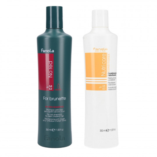 FANOLA Set rebuilding hoitoaine 350ml + neutraloiva shampoo ruskeille hiuksille 350ml