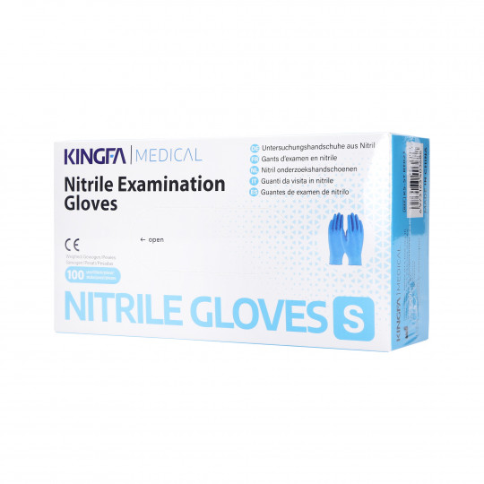 KINGFA MEDICAL Jednorazowe rękawiczki z nitrylu, kolor niebieski, rozmiar S, 100szt.