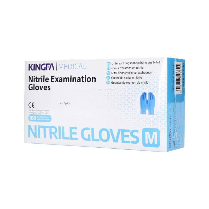 KINGFA MEDICAL Еднократни нитрилни ръкавици, сини, размер М, 100 бр.