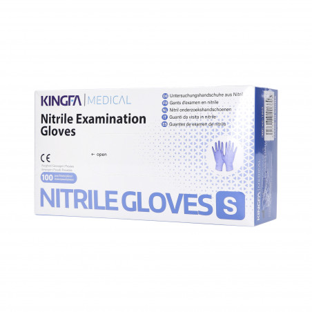KINGFA MEDICAL Jednorazowe rękawiczki z nitrylu, kolor fioletowy, rozmiar S, 100szt.